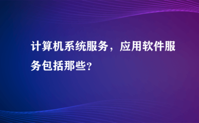 计算机系统服务,应用软件服务包括那些?
